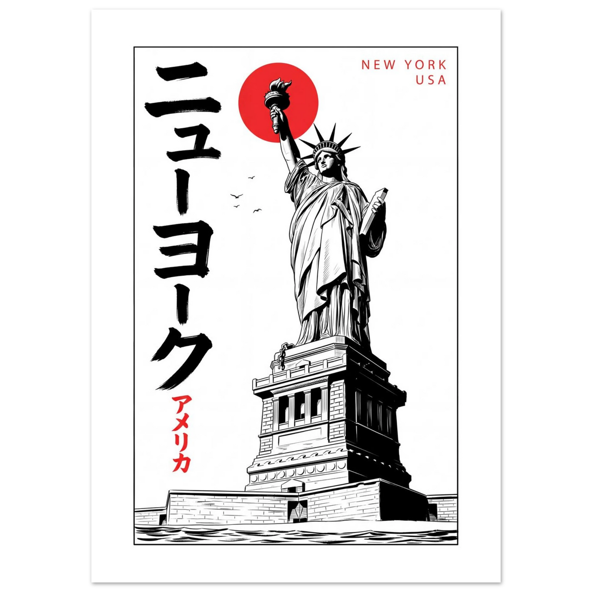 Statue of Liberty, New York - Manga Ink manga ink poster