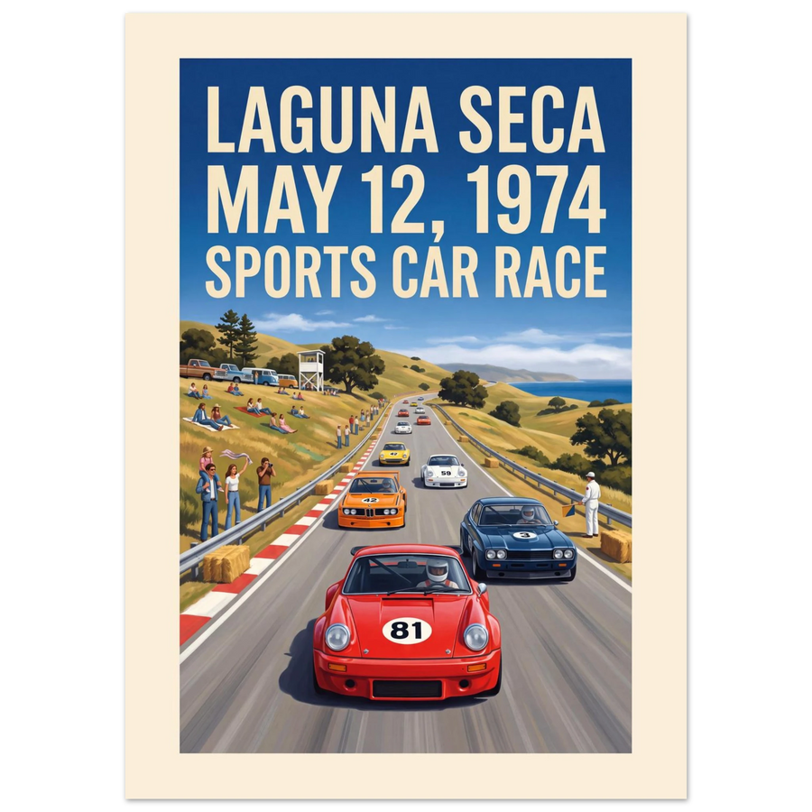 Laguna Seca 1974 - Sports Car Race vintage racing poster