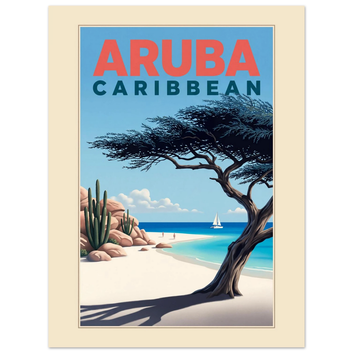 Aruba - Caribbean vintage travel poster