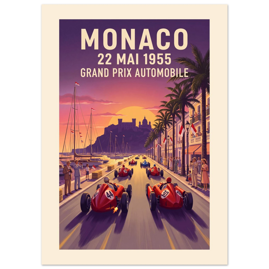 Monaco 1955 vintage racing poster