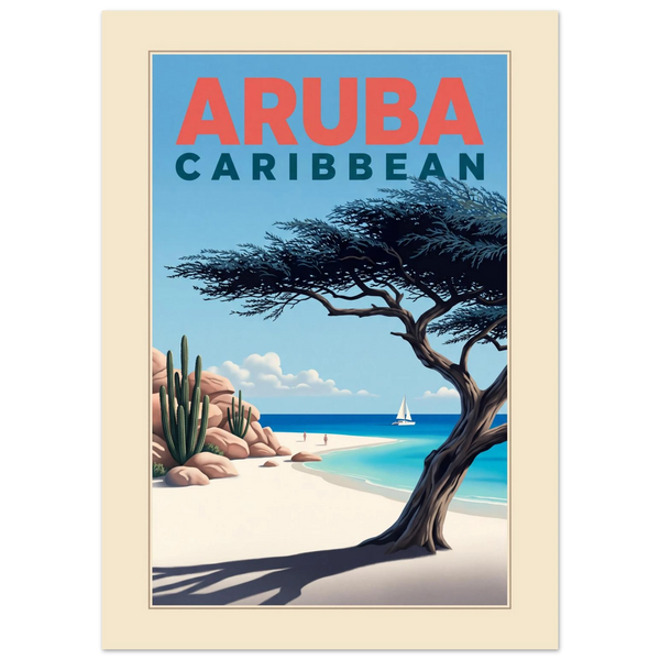 Aruba - Caribbean vintage travel poster