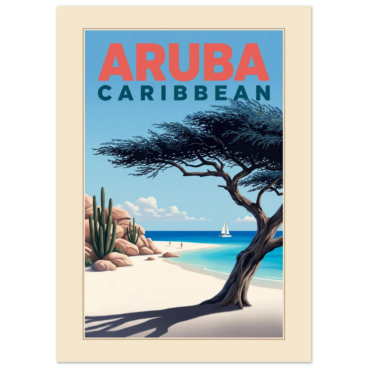 Aruba - Caribbean vintage travel poster