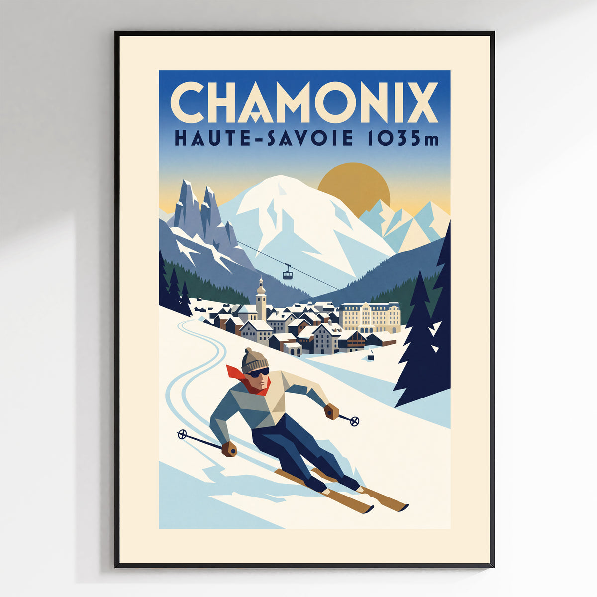 Chamonix - Art Deco Ski Poster