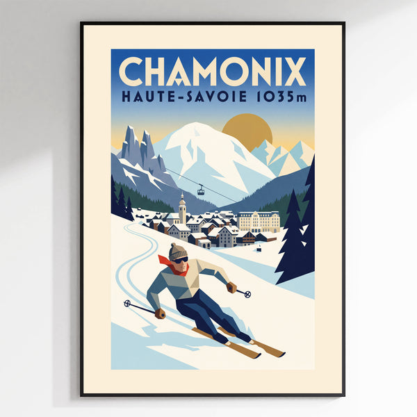 Chamonix - Art Deco Ski Poster