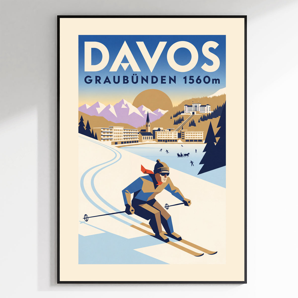 Davos - Art Deco Ski Poster