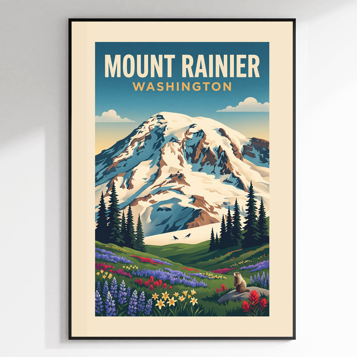 Mount Rainier - Washington vintage travel poster