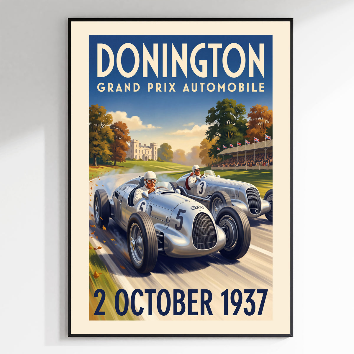 Donington 1937 Grand Prix Poster - Autumn Duel