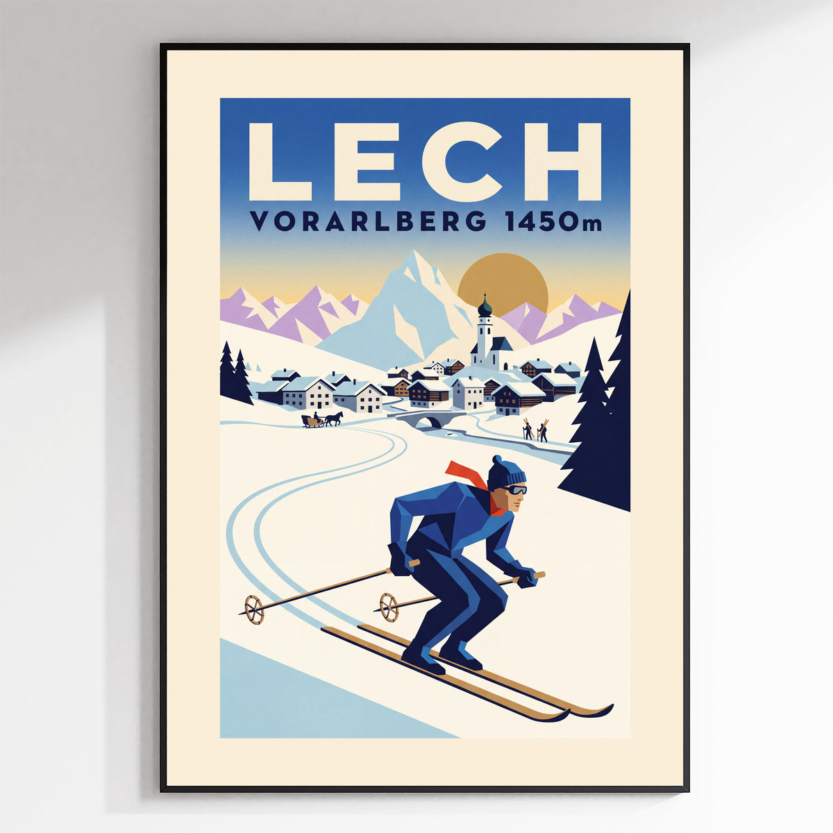 Lech, Vorarlberg 1450m - Art Deco Ski Poster