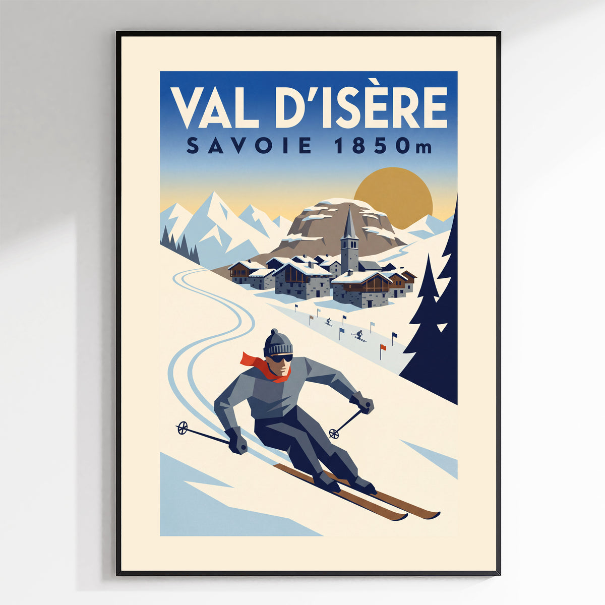 Val d'Isère, Savoie 1850m - Art Deco Ski Poster