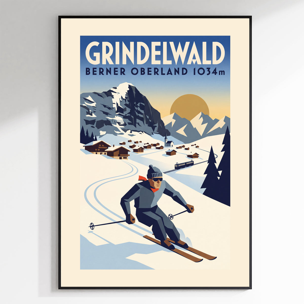 Grindelwald - Art Deco Ski Poster