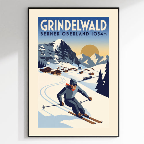 Grindelwald - Art Deco Ski Poster