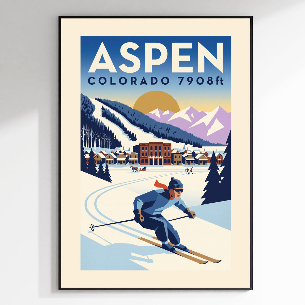 Aspen - Art Deco Ski Poster