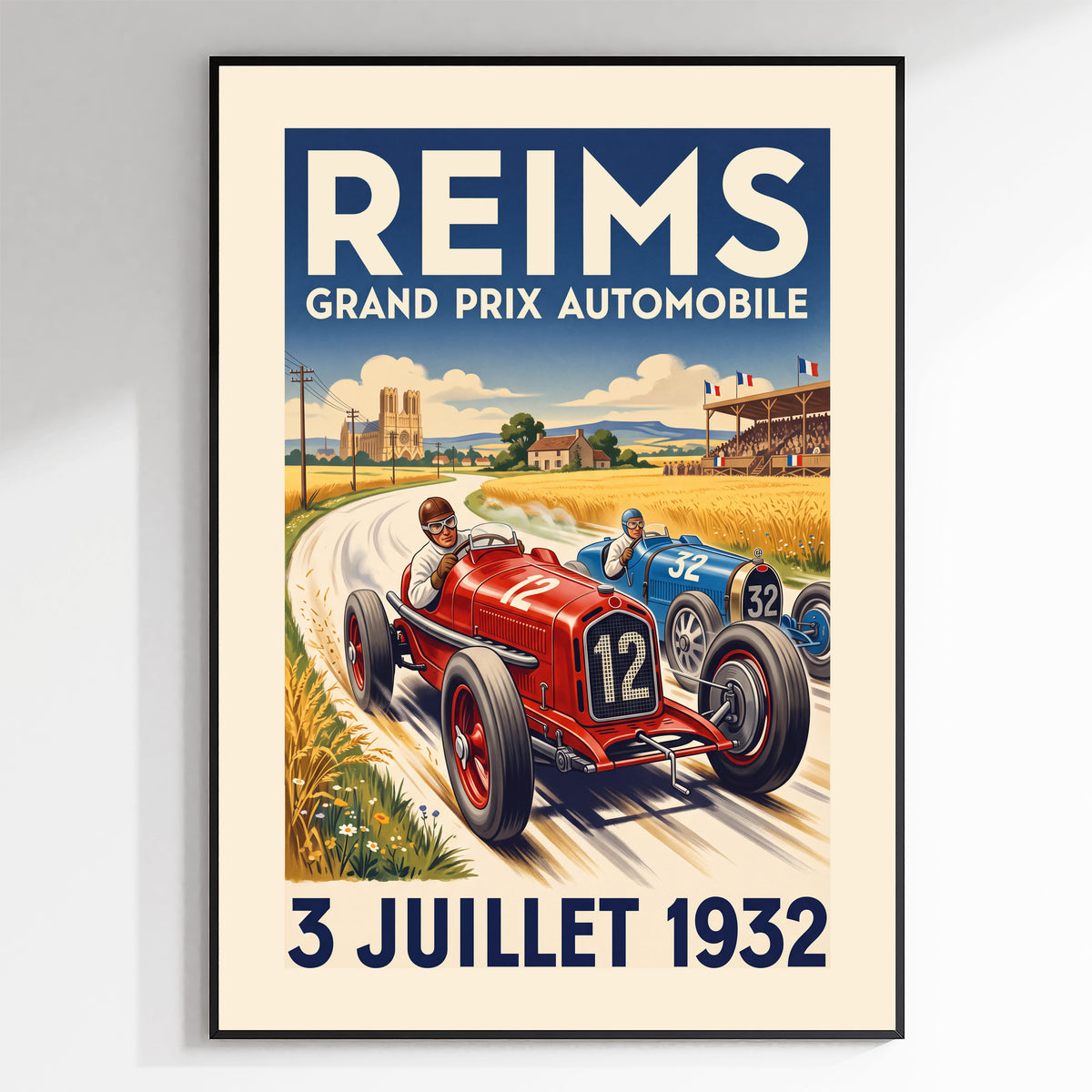 Reims 1932 Grand Prix Poster - Vintage Motor Racing Art