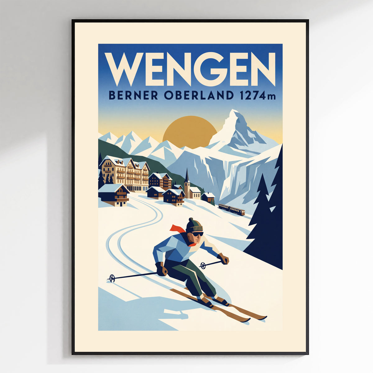 Wengen - Art Deco Ski Poster
