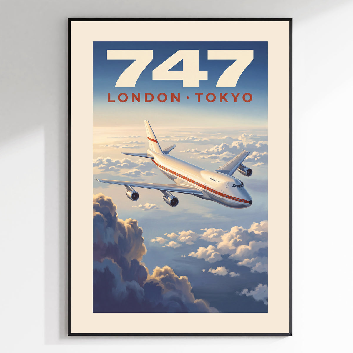 Boeing 747 — London Tokyo vintage aviation poster