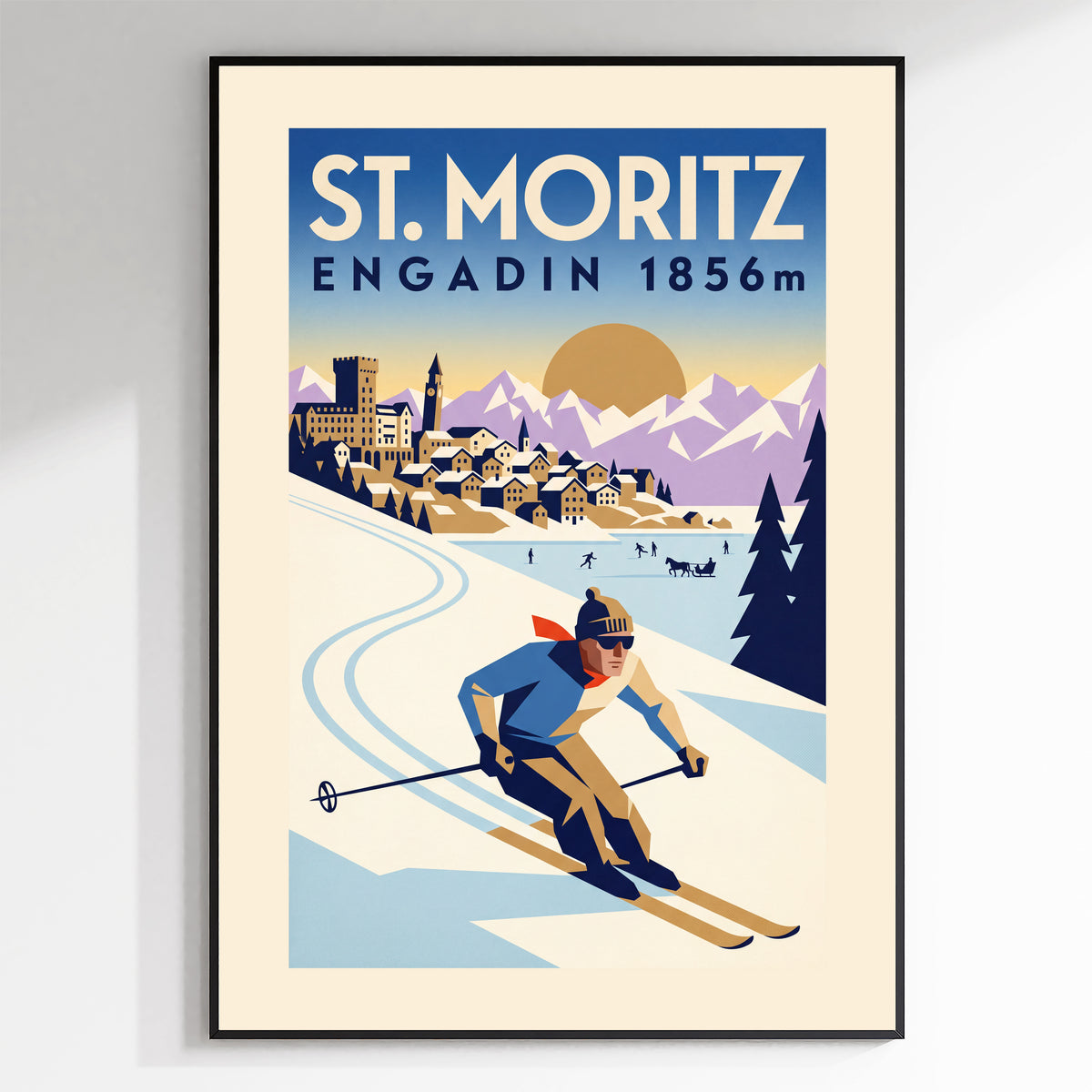 St. Moritz - Art Deco Ski Poster