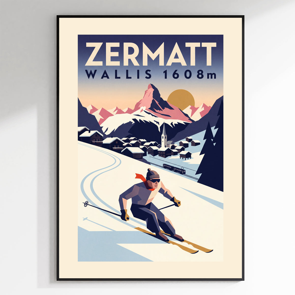 Zermatt - Art Deco Ski Poster