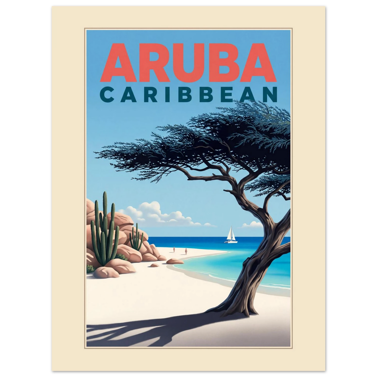 Aruba - Caribbean vintage travel poster