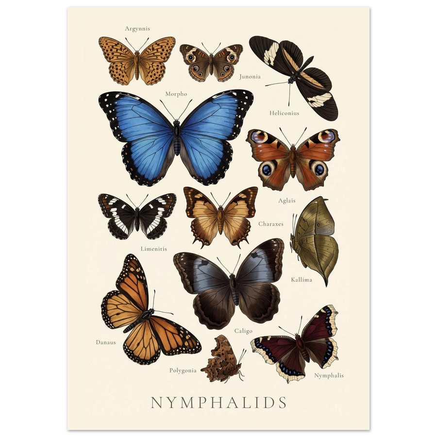 Nymphalidae — Butterfly Chart poster