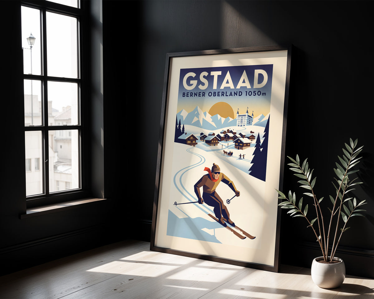 Gstaad - Art Deco Ski Poster