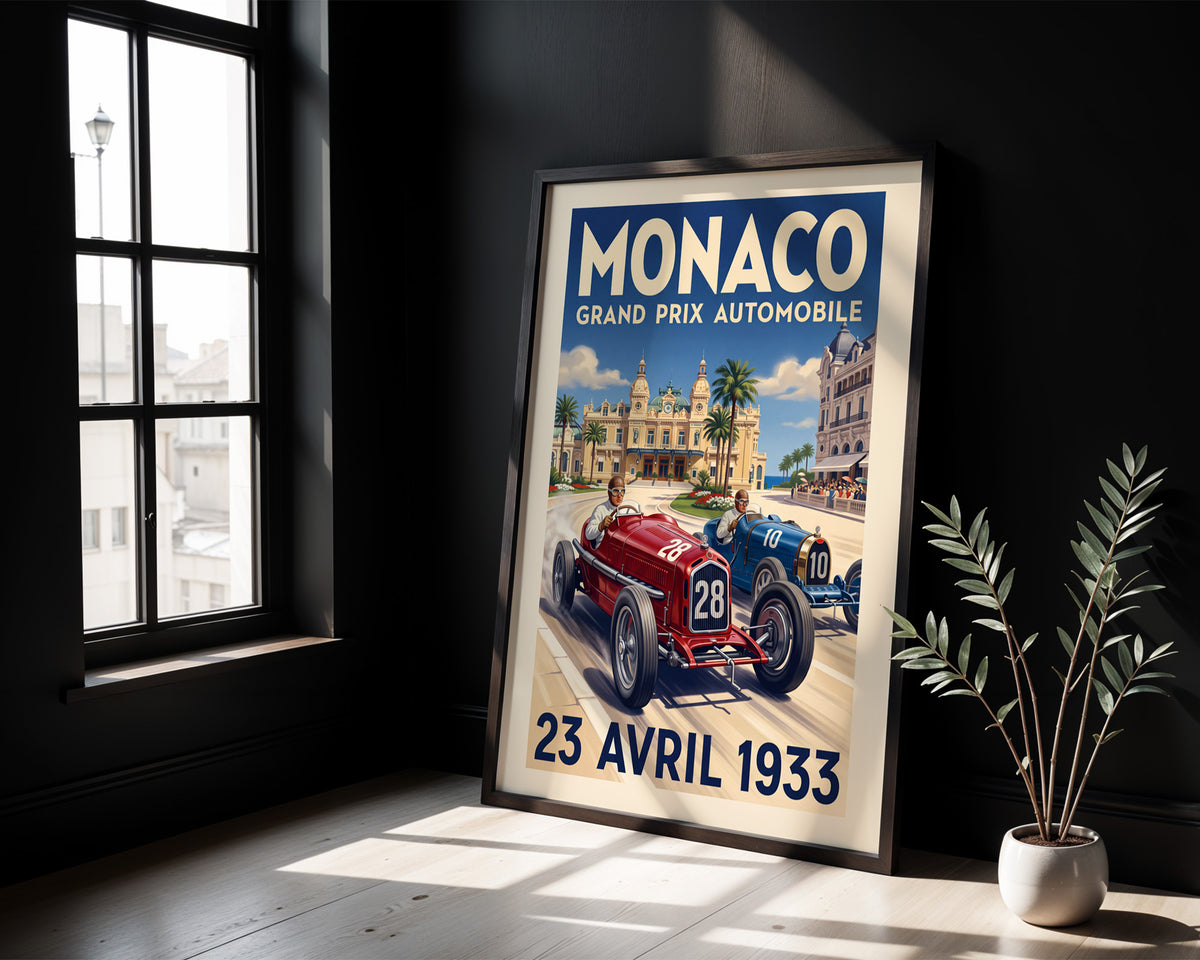 Monaco 1933 Grand Prix Poster - Casino Duel