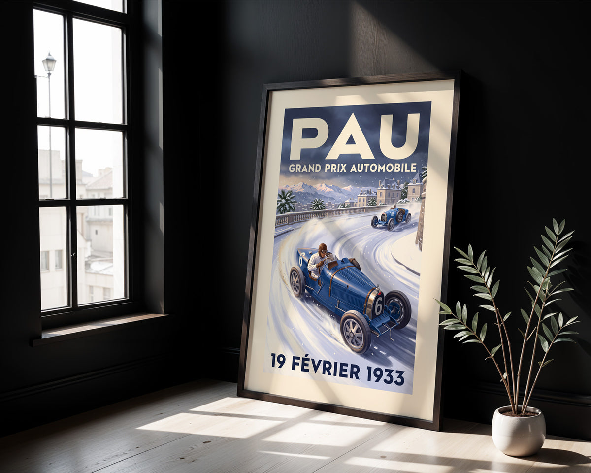 Pau 1933 Grand Prix Poster - Snow Bend