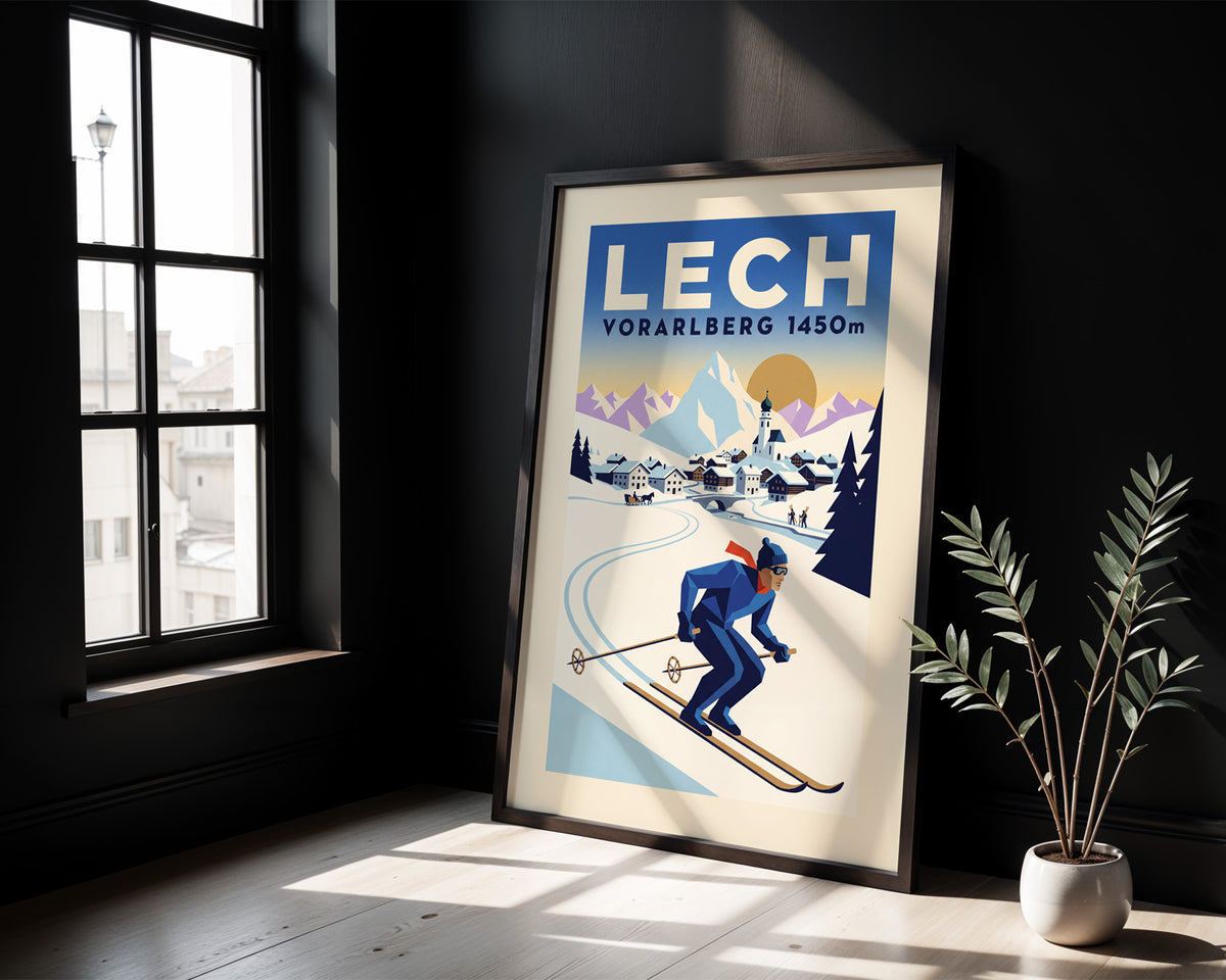 Lech, Vorarlberg 1450m - Art Deco Ski Poster