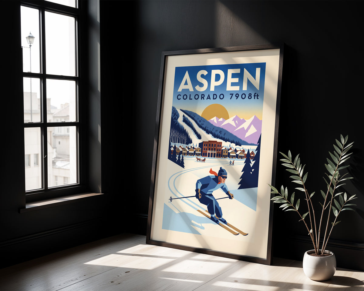 Aspen - Art Deco Ski Poster