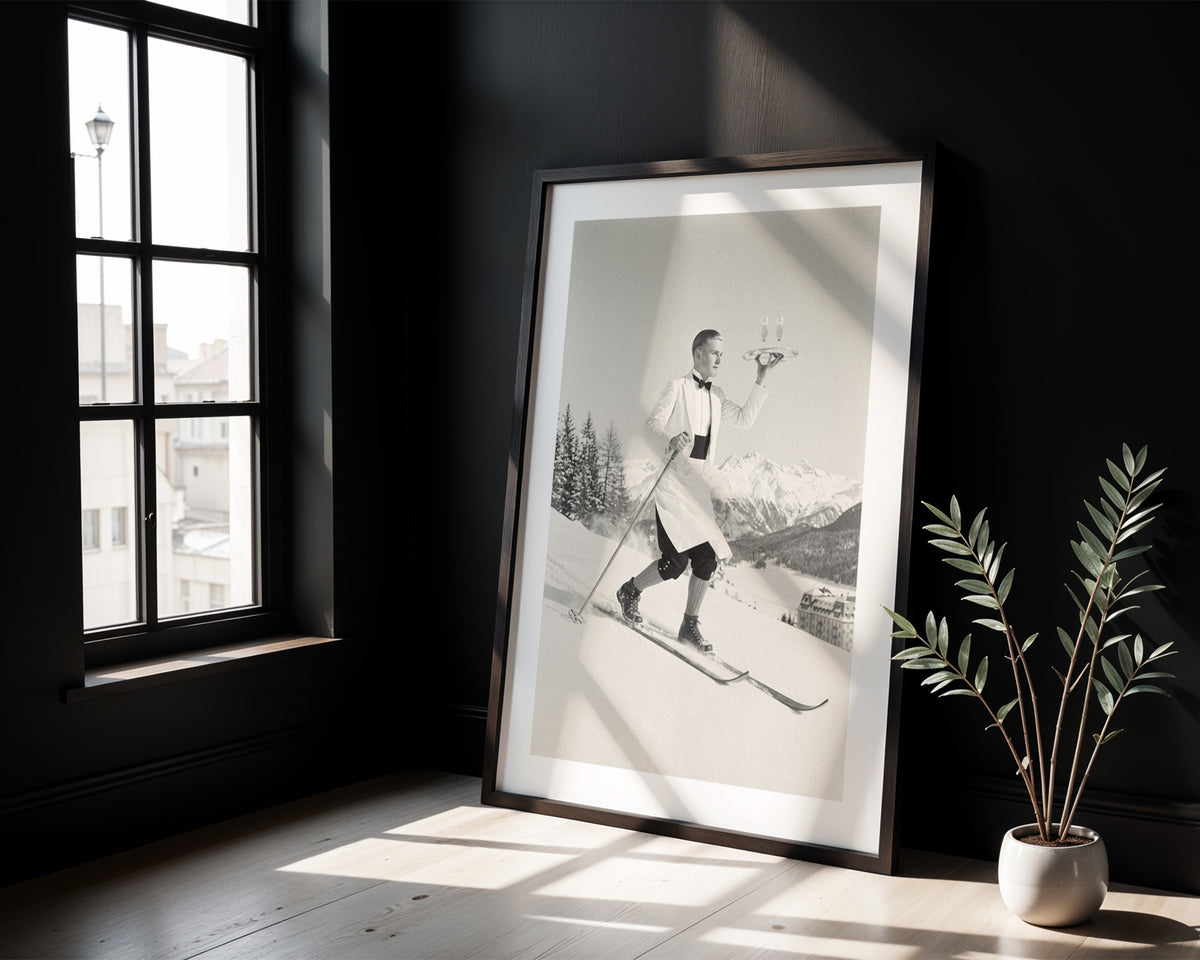 Ski Waiter - Vintage Ski Photo Print