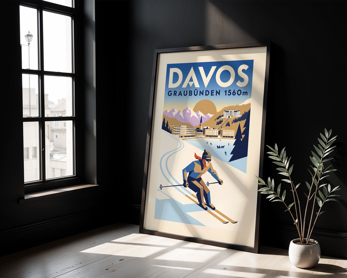 Davos - Art Deco Ski Poster