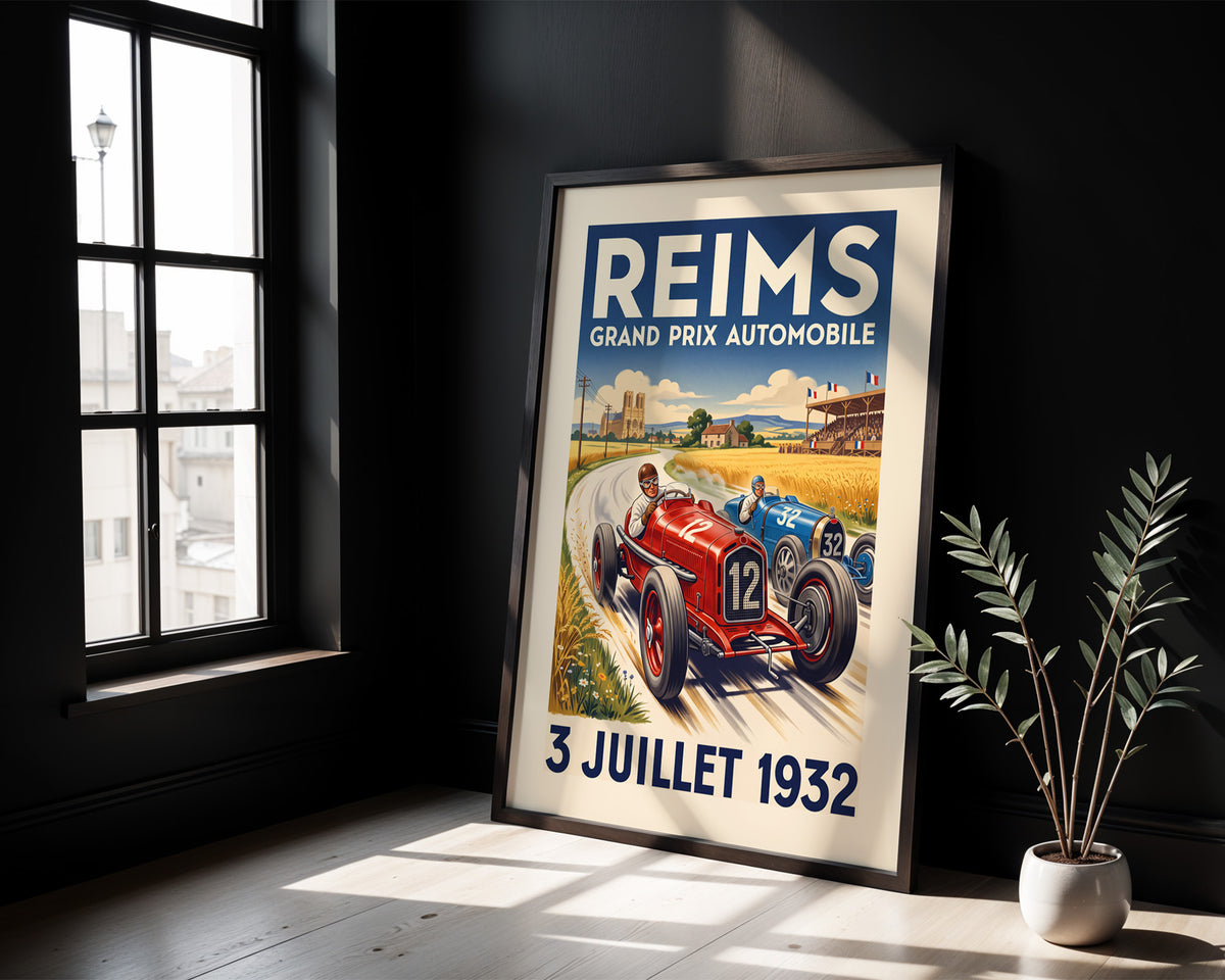 Reims 1932 Grand Prix Poster - Vintage Motor Racing Art