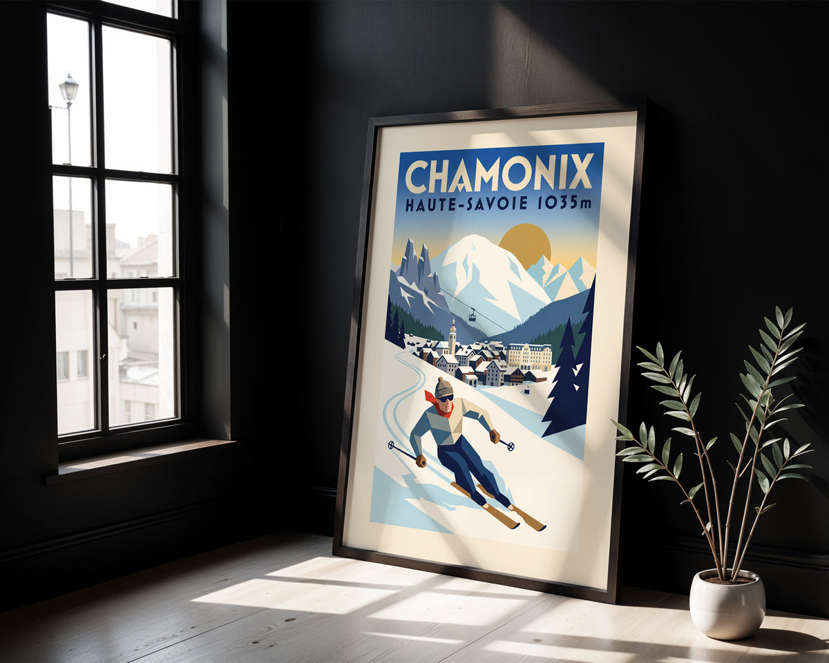 Chamonix - Art Deco Ski Poster