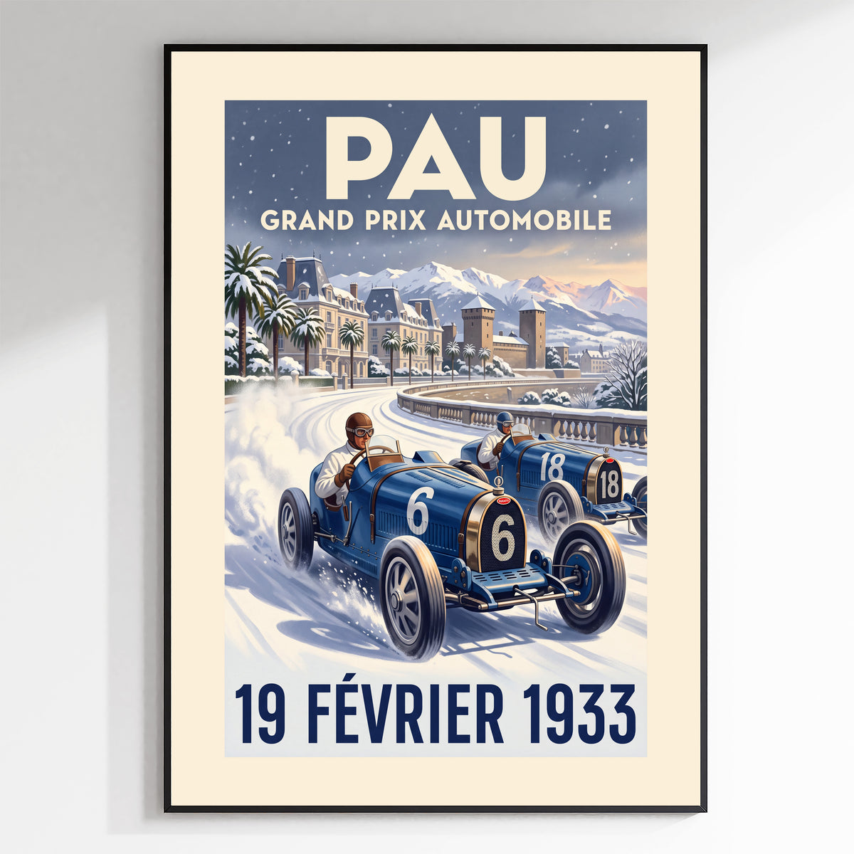 Pau 1933 Grand Prix Poster - Snowstorm Duel