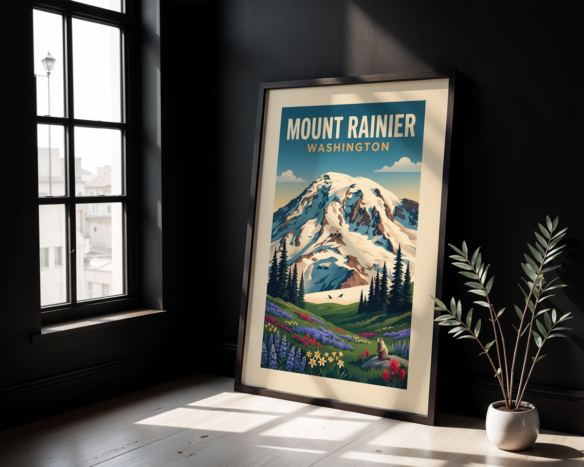 Mount Rainier - Washington vintage travel poster