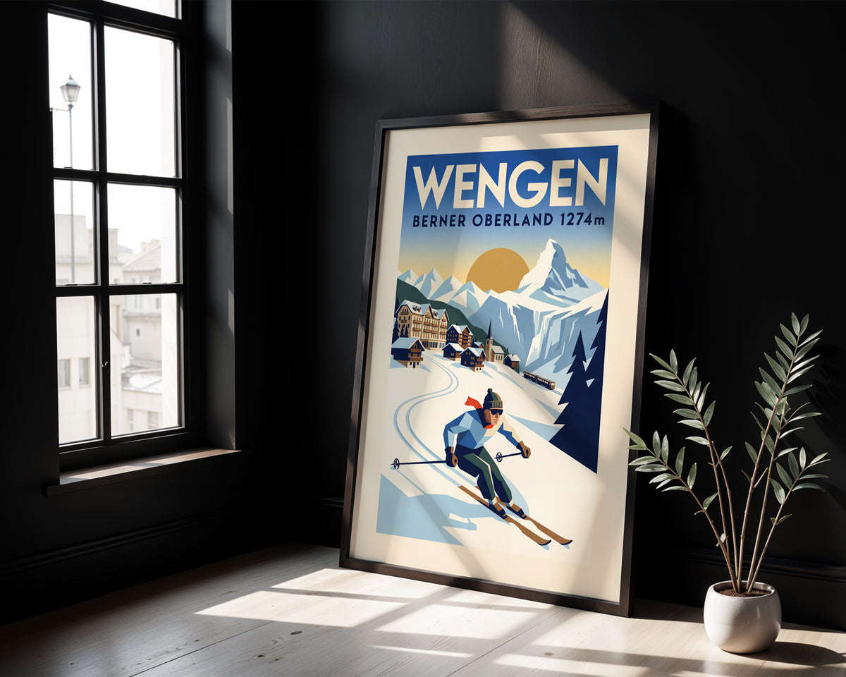 Wengen - Art Deco Ski Poster