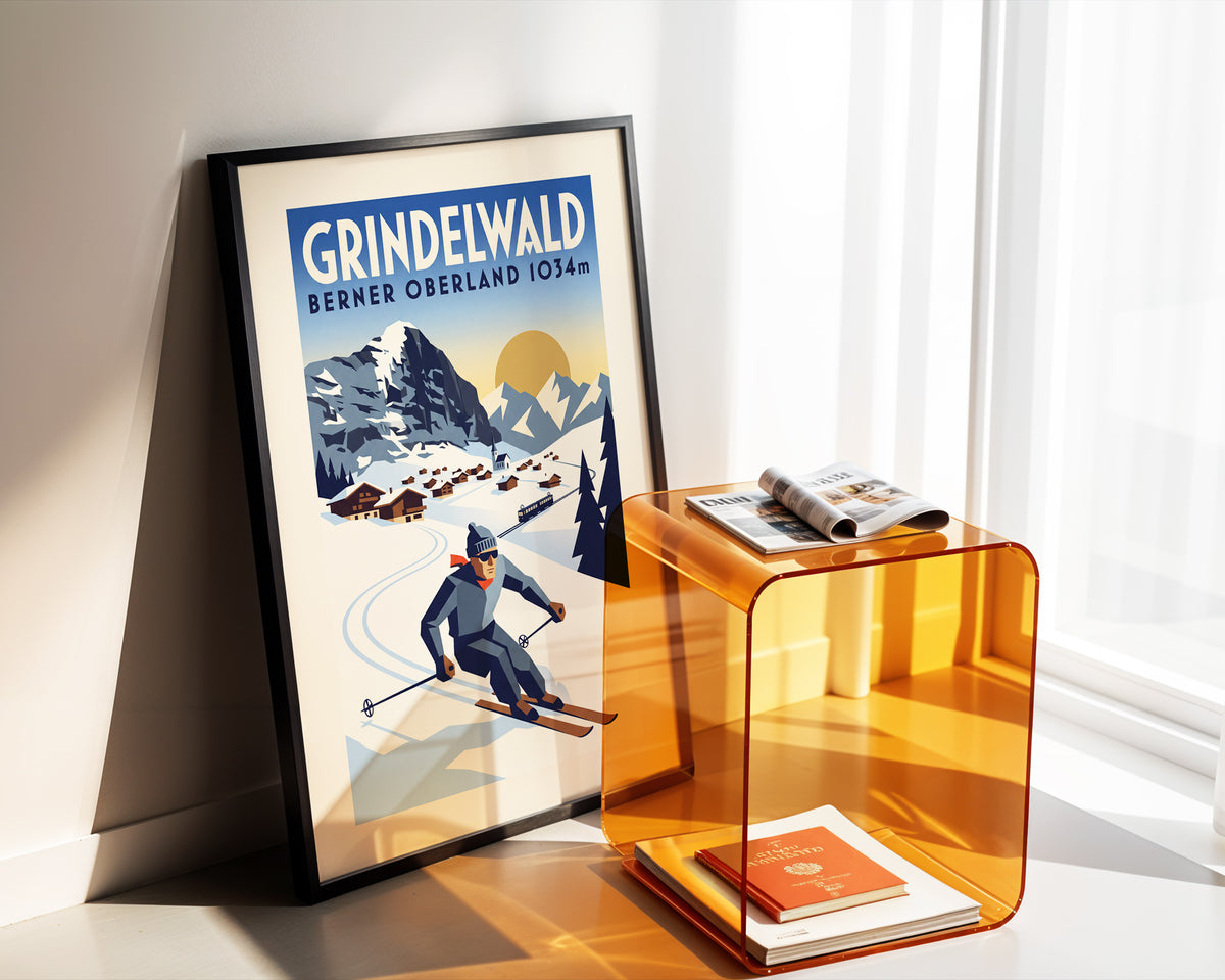 Grindelwald - Art Deco Ski Poster