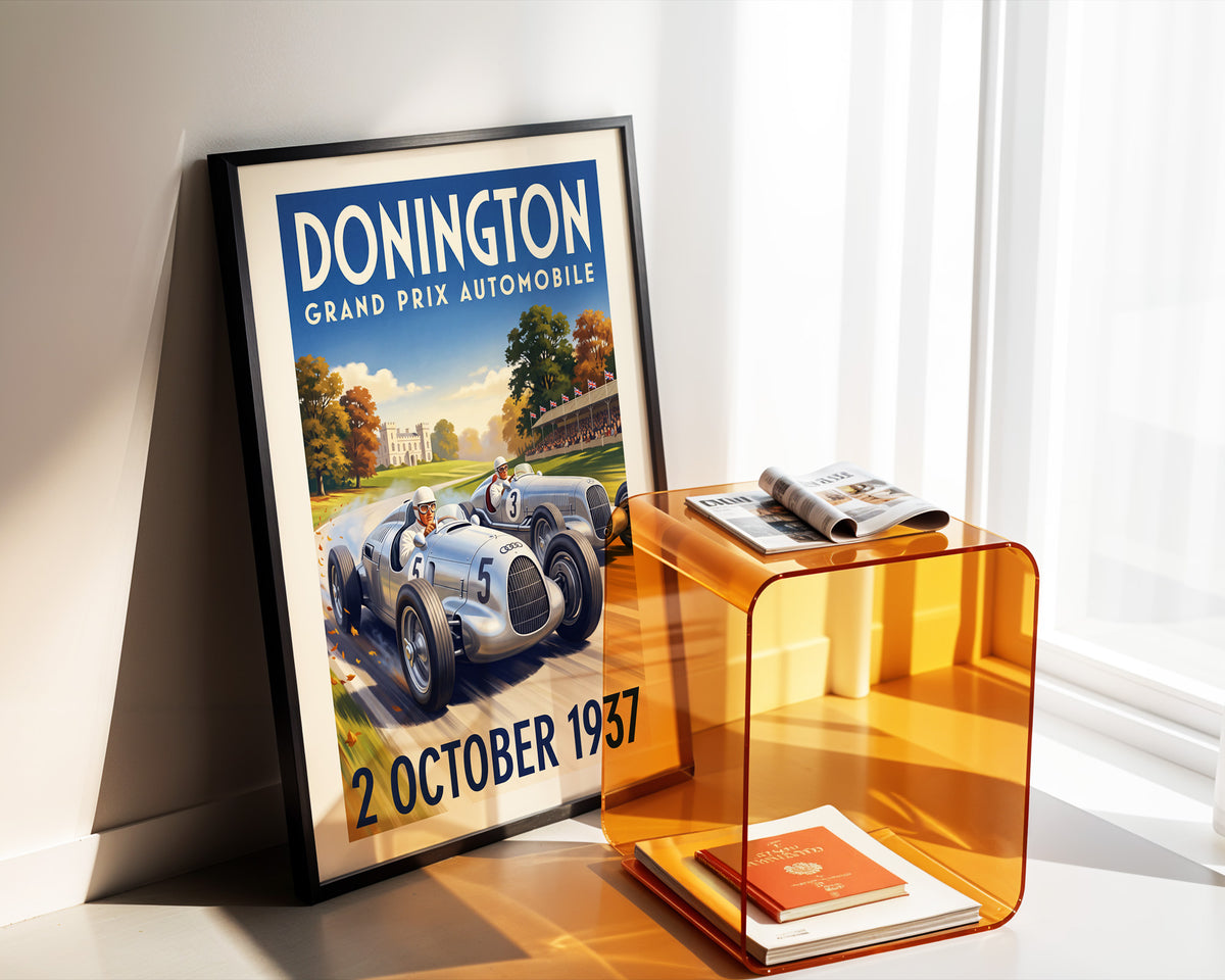 Donington 1937 Grand Prix Poster - Autumn Duel
