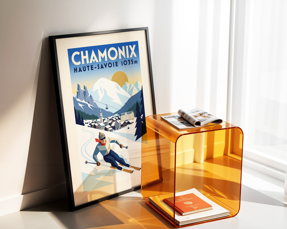 Chamonix - Art Deco Ski Poster