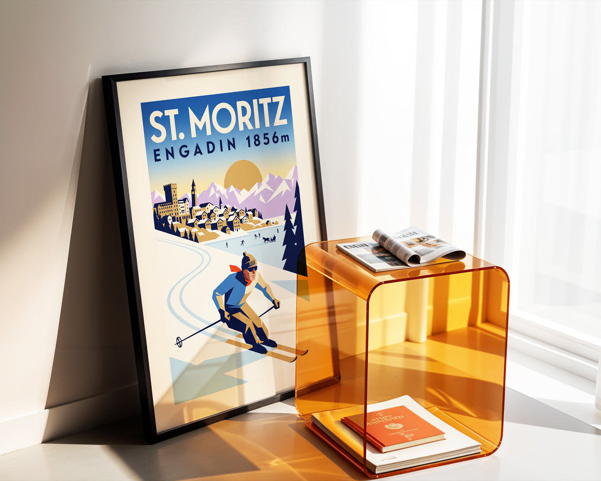 St. Moritz - Art Deco Ski Poster