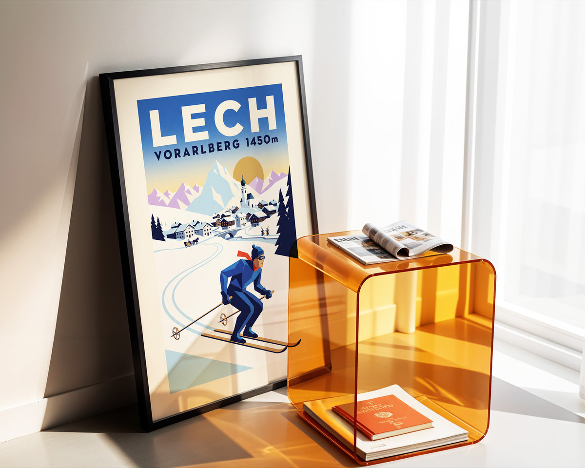 Lech, Vorarlberg 1450m - Art Deco Ski Poster