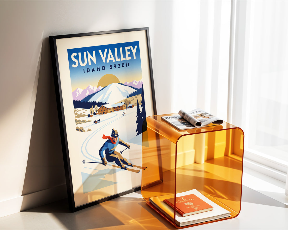 Sun Valley, Idaho 5920ft - Art Deco Ski Poster
