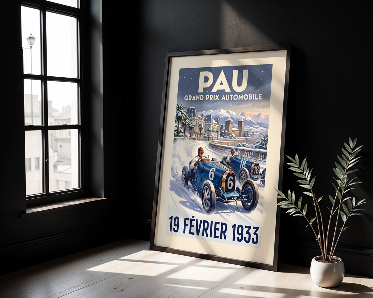 Pau 1933 Grand Prix Poster - Snowstorm Duel