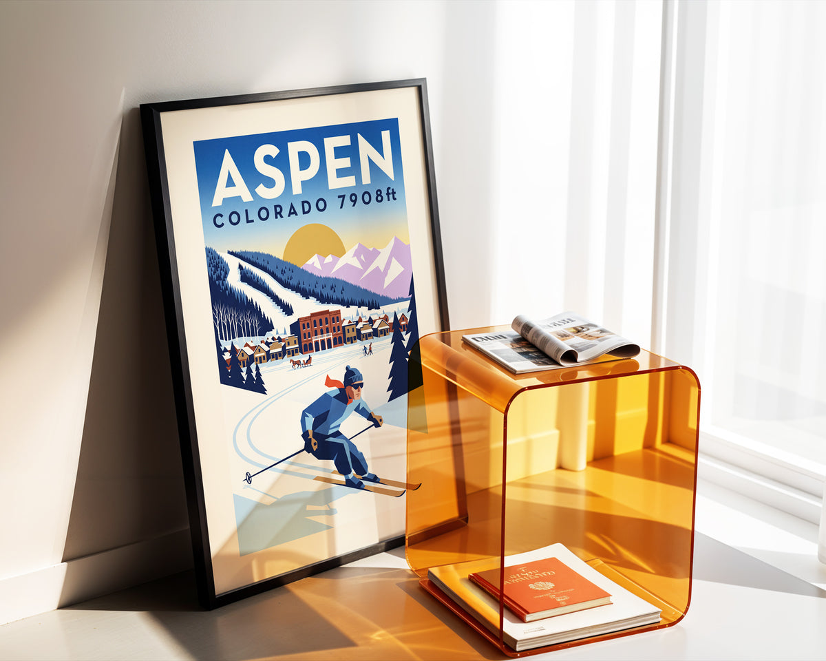 Aspen - Art Deco Ski Poster