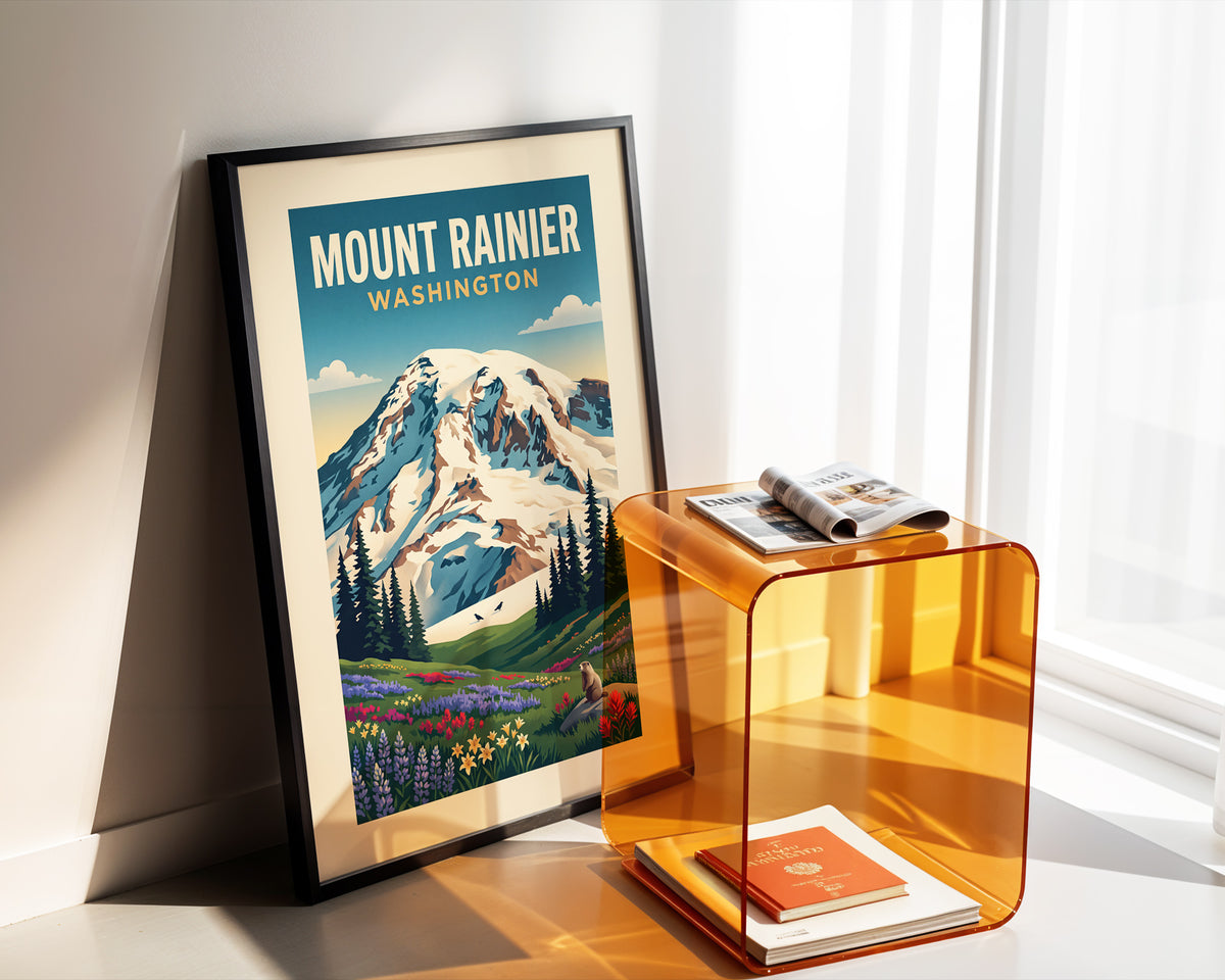 Mount Rainier - Washington vintage travel poster