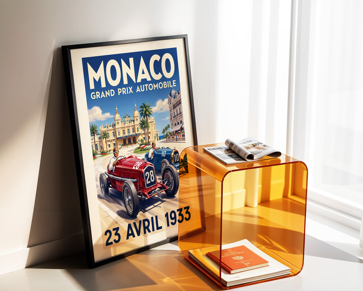 Monaco 1933 Grand Prix Poster - Casino Duel