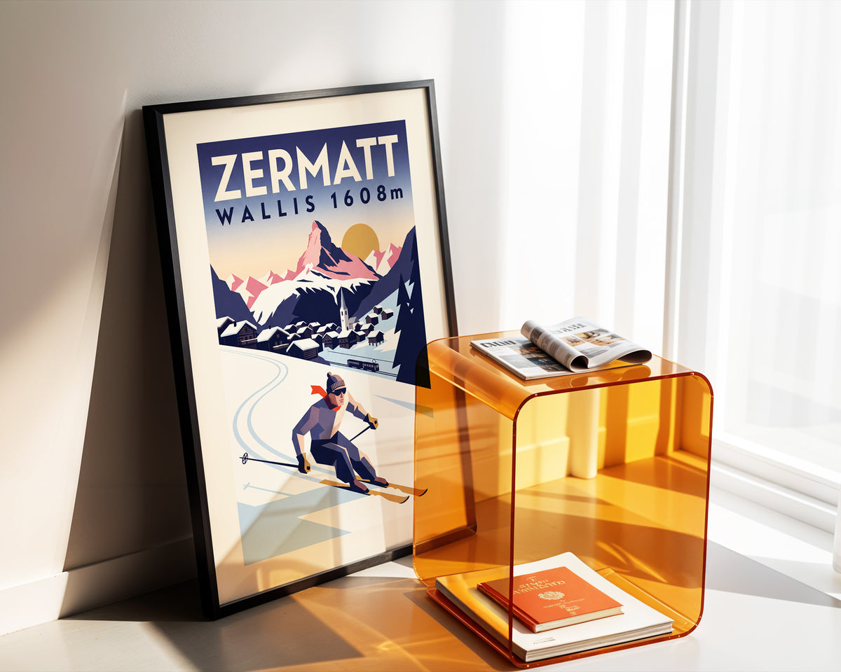 Zermatt - Art Deco Ski Poster