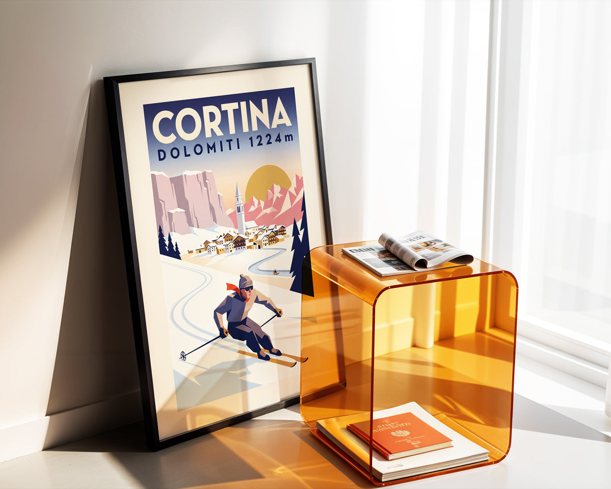 Cortina - Art Deco Ski Poster