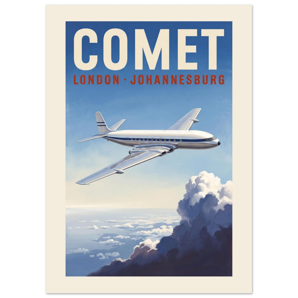 Comet — London Johannesburg vintage aviation poster