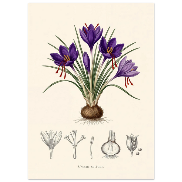 Crocus Sativus saffron crocus antique botanical plate poster