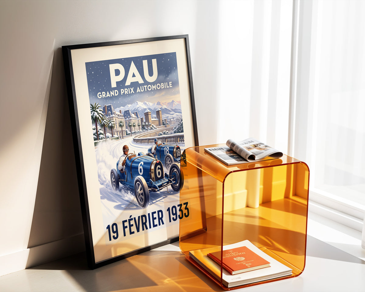 Pau 1933 Grand Prix Poster - Snowstorm Duel
